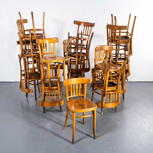 1940'S Fischel Stamped Honey Oak Bentwood Dining Chairs