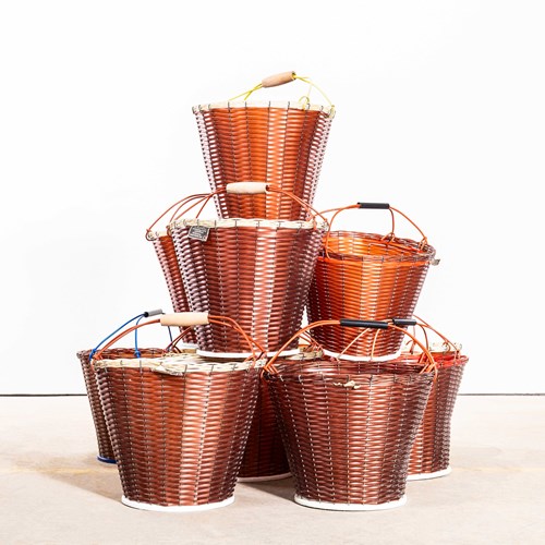  1950'S Dark Earth Grape Picking Baskets - New Old Stock GDR