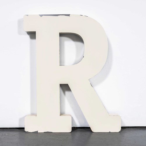 20Th Century Metal Large Shop Signage Letter - R