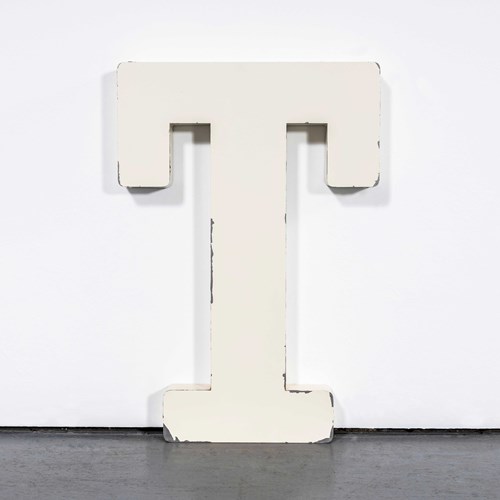 20Th Century Metal Large Shop Signage Letter - T