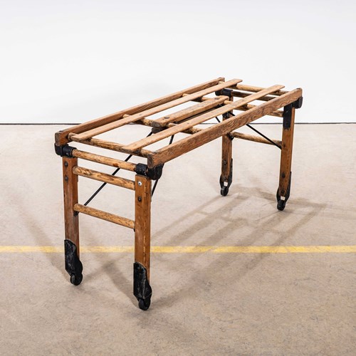 1890'S Original Pitch Pine Folding Laundry Bench