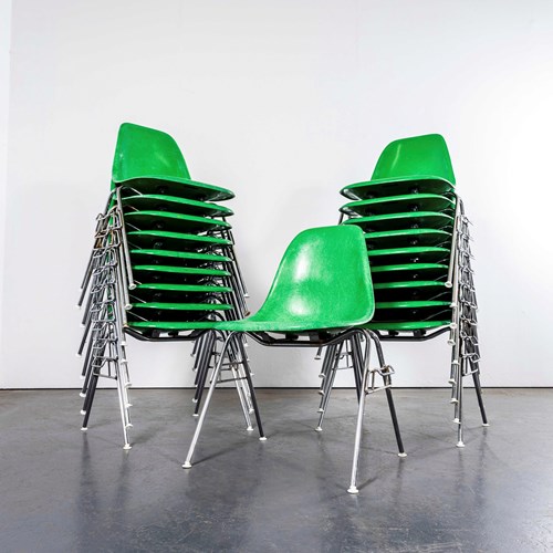 1960'S Original Eames DSS Stacking Vivid Green Fibreglass Dining Chair