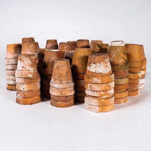 20Th Century Vintage Terracotta Garden Pots Medium - Set Of Twenty Five