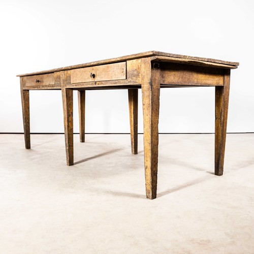 1950'S Large French Kitchen Preparation Dining Table With Drawers