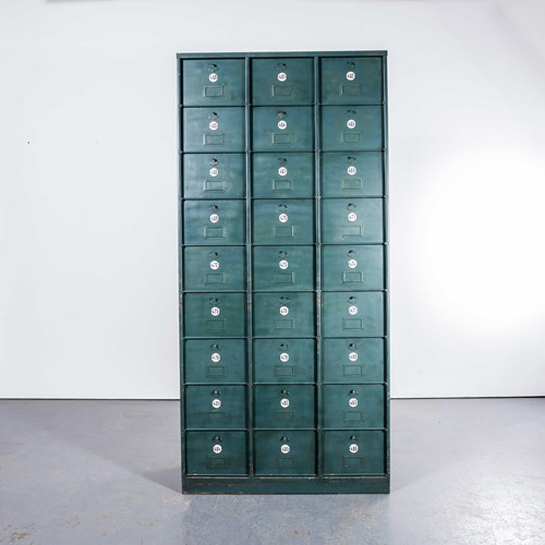 1920'S French Industrial Metal Cabinet Dark Green - Twenty Seven Klappets