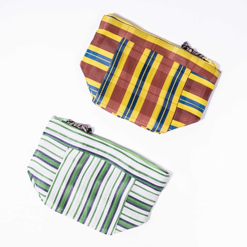  Contemporary Small Mesh Bag - Chequered Multi Colour - Pair