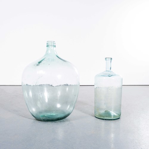 Vintage French Clear Glass Demijohns – Pair