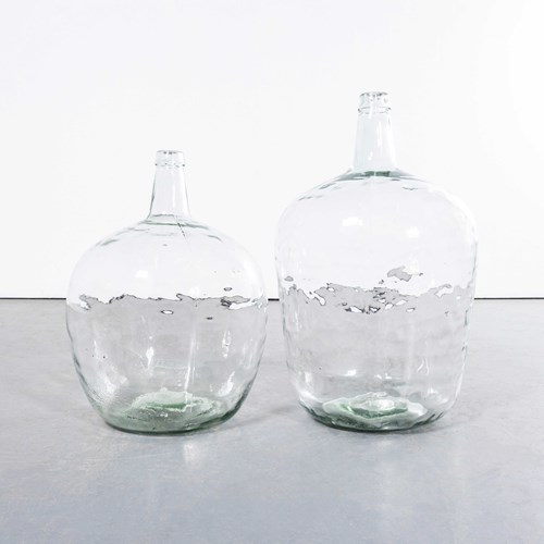 Vintage French Clear Glass Demijohns – Pair