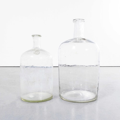 Vintage French Clear Glass Demijohns – Pair