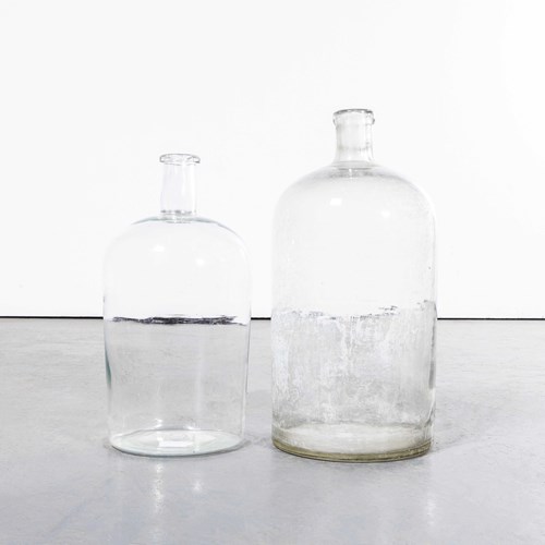 Vintage French Clear Glass Demijohns – Pair