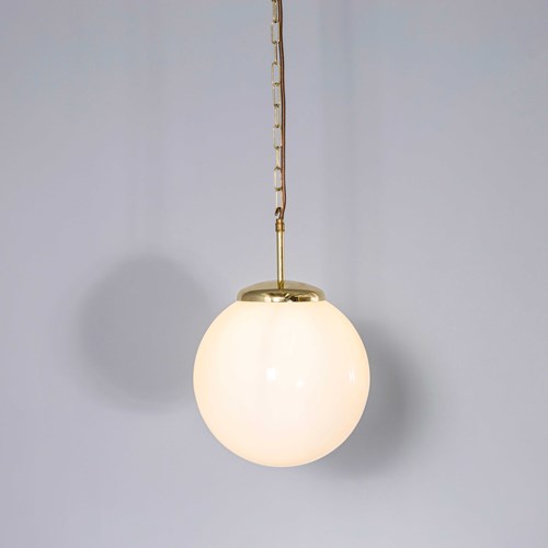  1950'S Plain Opaline Pendant Glass – 30Cm