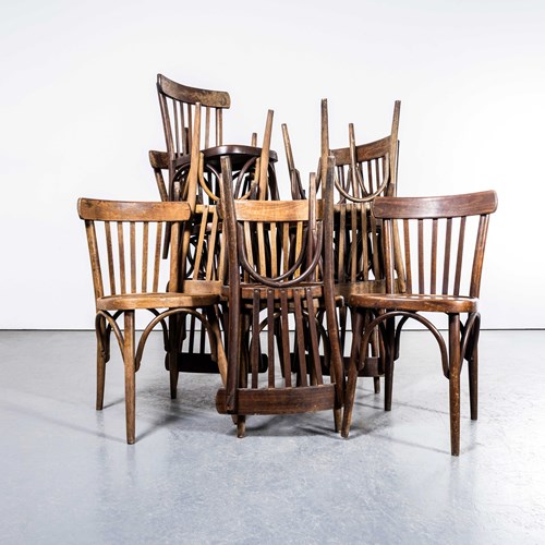 1950’S Dark Oak Bistro Bentwood Dining Chairs