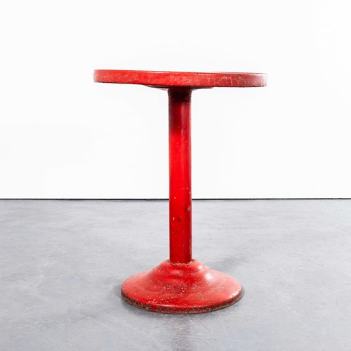 1950'S Tomato Red Round Tolix Side Or Dining Table