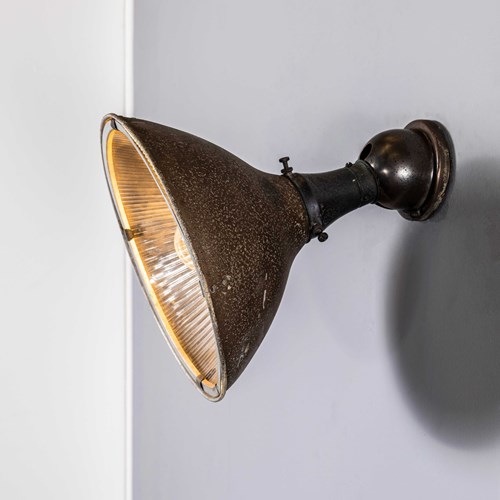 1940'S Bronzed Holophane Spun Aluminium Adjustable Lamp