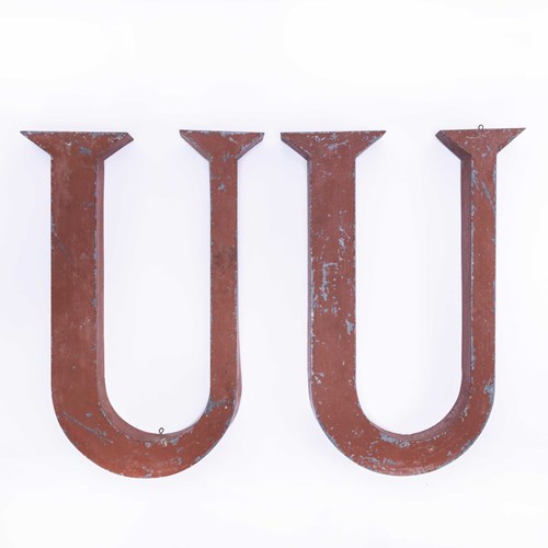 1950’S French Red Zinc Letters – Letter U
