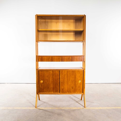 1960'S Tall Glass Mid Century Shelving Unit