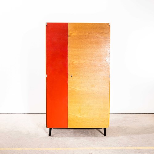 1960'S Good Sized Mid Century Red Door Open Wardrobe - UP Zavody