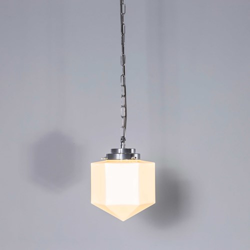  Contemporary Mouth Blown Plumb Bob Opaline Pendant Lamp