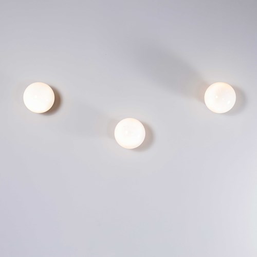 1950’S New Old Stock Small Opaque Globe Ceiling Or Wall Lamp