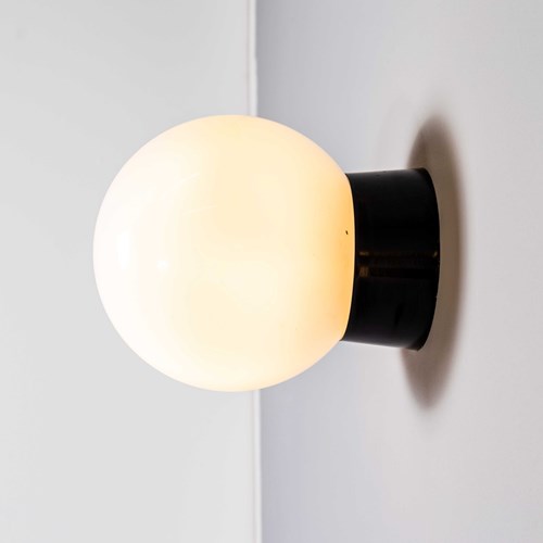  1950’S New Old Stock Small Opaque Globe Ceiling Or Wall Lamp