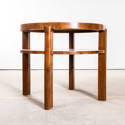 1930'S Dark Oak Round Occasional Low Occasional Table