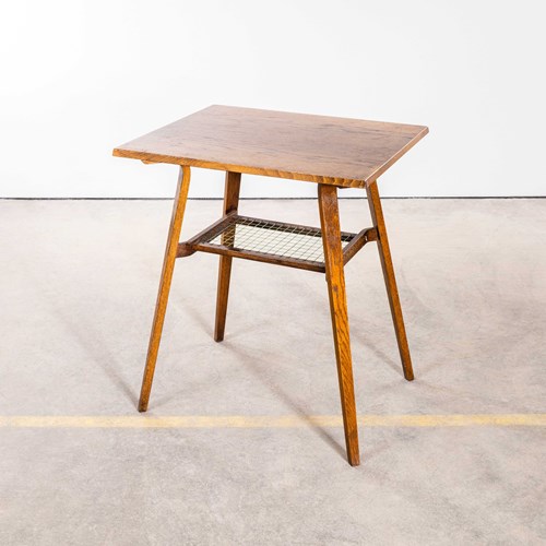 1950'S Square Angular Coffee Table With Woven Shelf