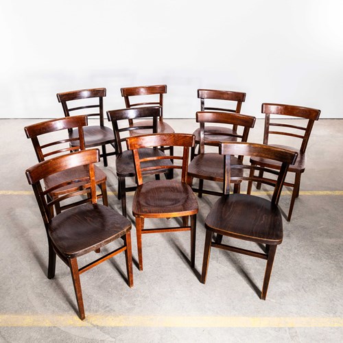  1960'S Dark Two Step Ladder Backed Dining Chair - Set Of Ten