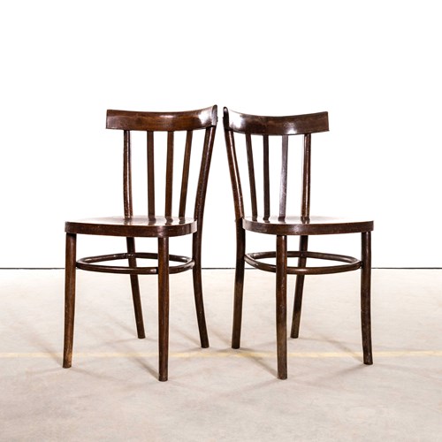 1970’S Classic Crescent Back Dining Chairs By Ton - Pair