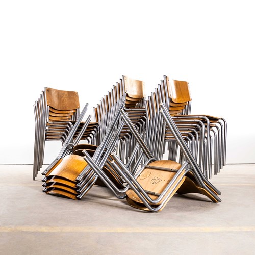  1970’S Chrome Frame Stacking University Dining Chairs