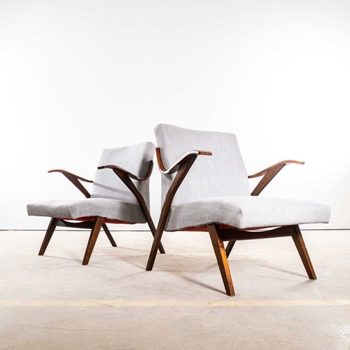 1950’S Frantisek Jirak For Tatra In Grey Slubbed Cotton - Upholstered Armchairs