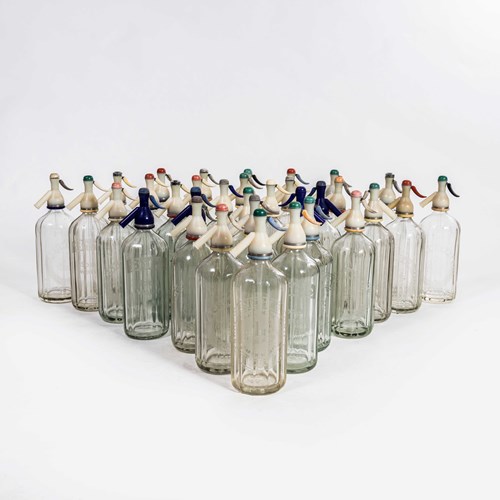 1950'S English Etched Glass Soda Siphon Bottles