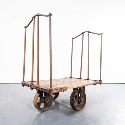 1890'S Heavy Mill Industrial Trolley - Cast Wheels