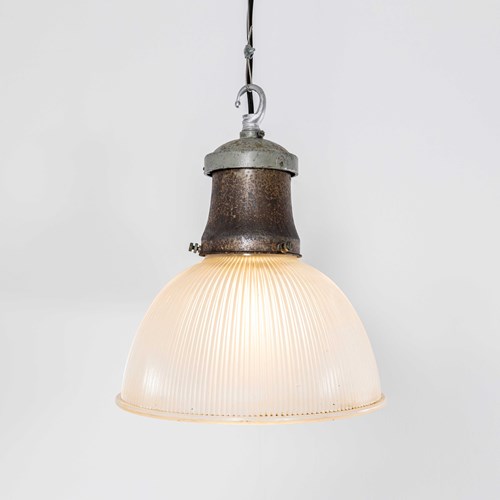 1960'S Holophane Industrial Pendant Lamp With Dome