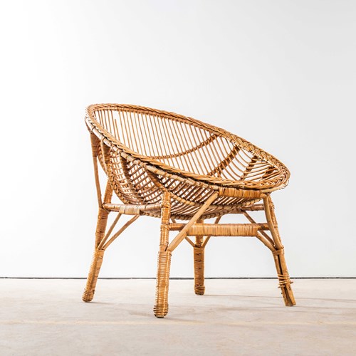 1960'S French Rattan Dish Armchair