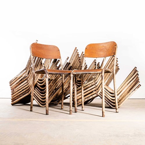 1950'S Tan D-Back Mullca Stacking Dining Chair