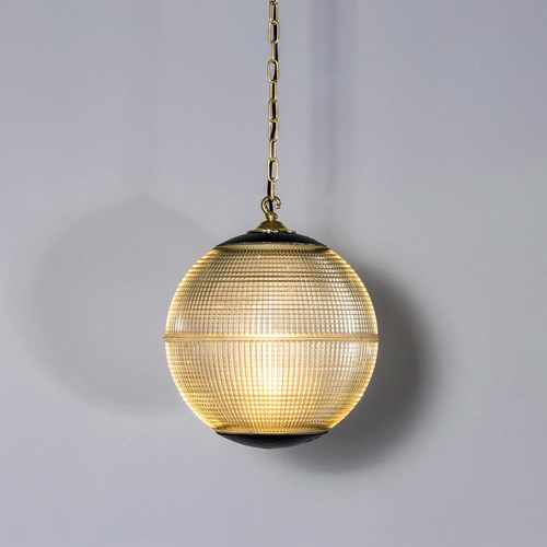 1960'S Original Holophane Parisian Glass Globe Lamps - Large 16 Inch