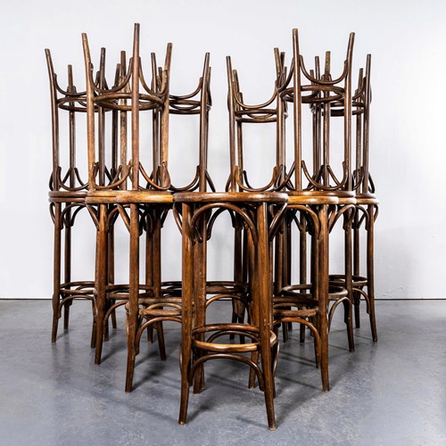 1950'S Large French Flat Seat Bentwood Bar Stool