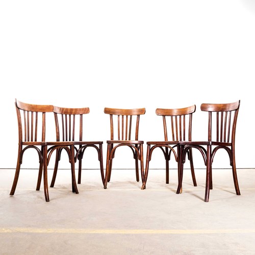1940'S Luterma Dark Oak Classic Bentwood Dining Chairs - Set Of Five