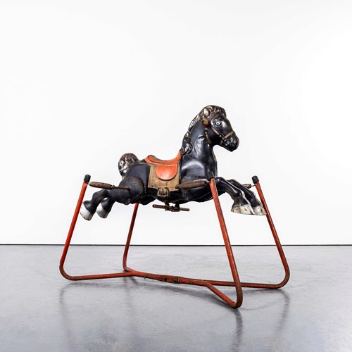 1960'S Vintage MOBO Painted Tin Plate Rocking Horse