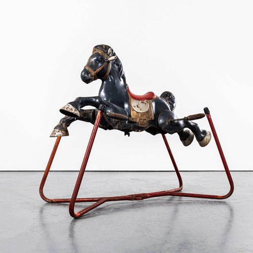 1960'S Vintage MOBO Painted Tin Plate Rocking Horse