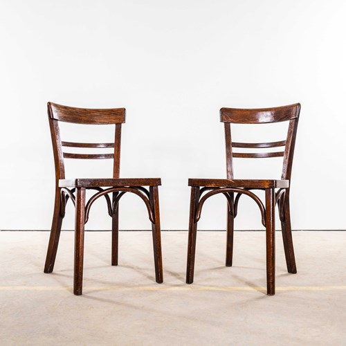 1950'S Simple Ladder Back Bentwood Café Dining Chairs - Pair