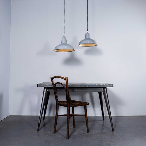 1950’S Industrial Benjamin Enamelled Grey Pendant Lamps (Model 3) - 14 Inch