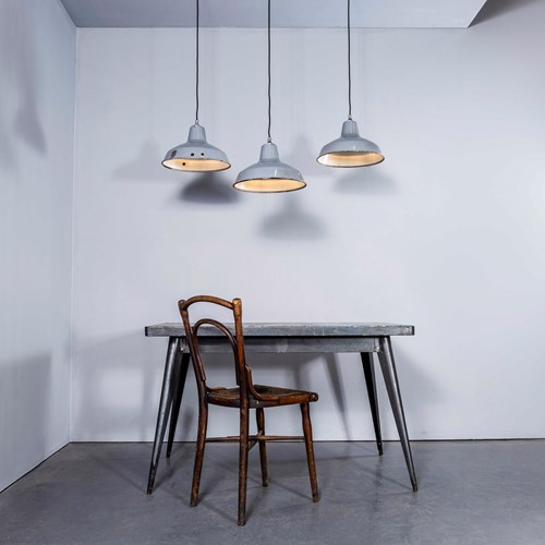 1950’S Industrial Benjamin Enamelled Grey Pendant Lamps (Model 4) - 14 Inch