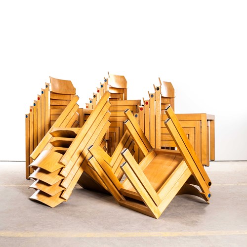 1960'S Elegant Clean Stacking Blonde Dining Chairs