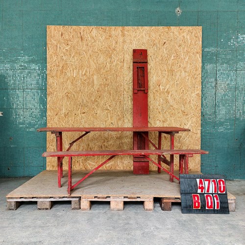  1950'S Brewers Red Trestle Table And Bench Set