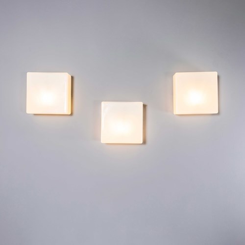 1950'S New Old Stock Czech Opaline Square Dish Wall - Ceiling Lamp