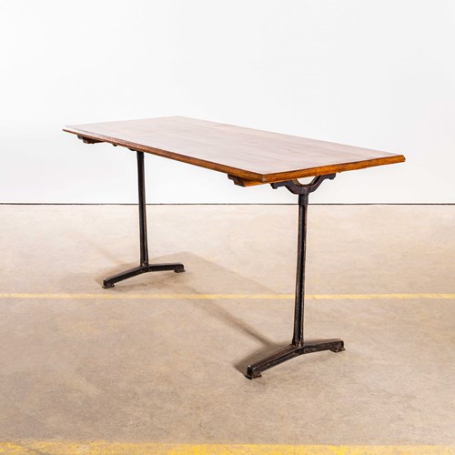  1930'S Original Large French Cast Base Café Dining Table (4776)