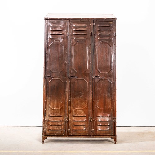  1920'S Original Metal Three Door Locker - Schwartz Hautmont
