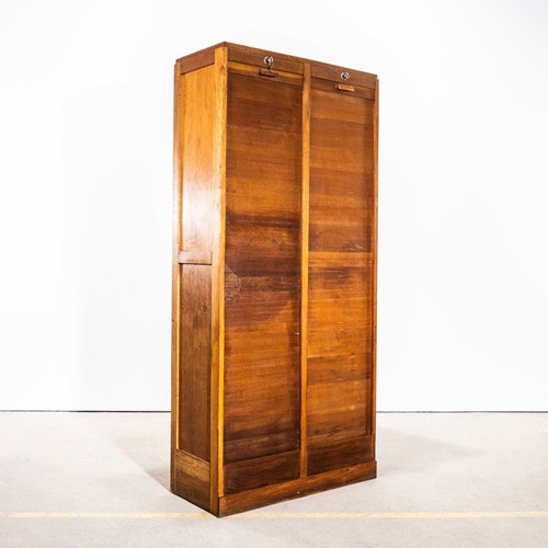 1950'S Tall French Double Tambour Atelier Cabinet