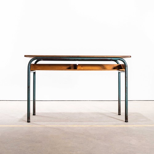 1960'S French Mullca Mid Century Double School Desk - Console Table